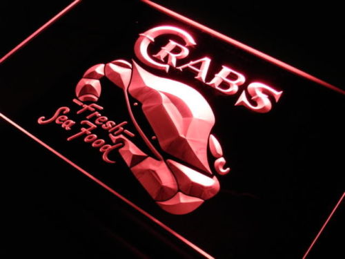 Crabs Fresh Seafood Restaurant Neon Light Sign